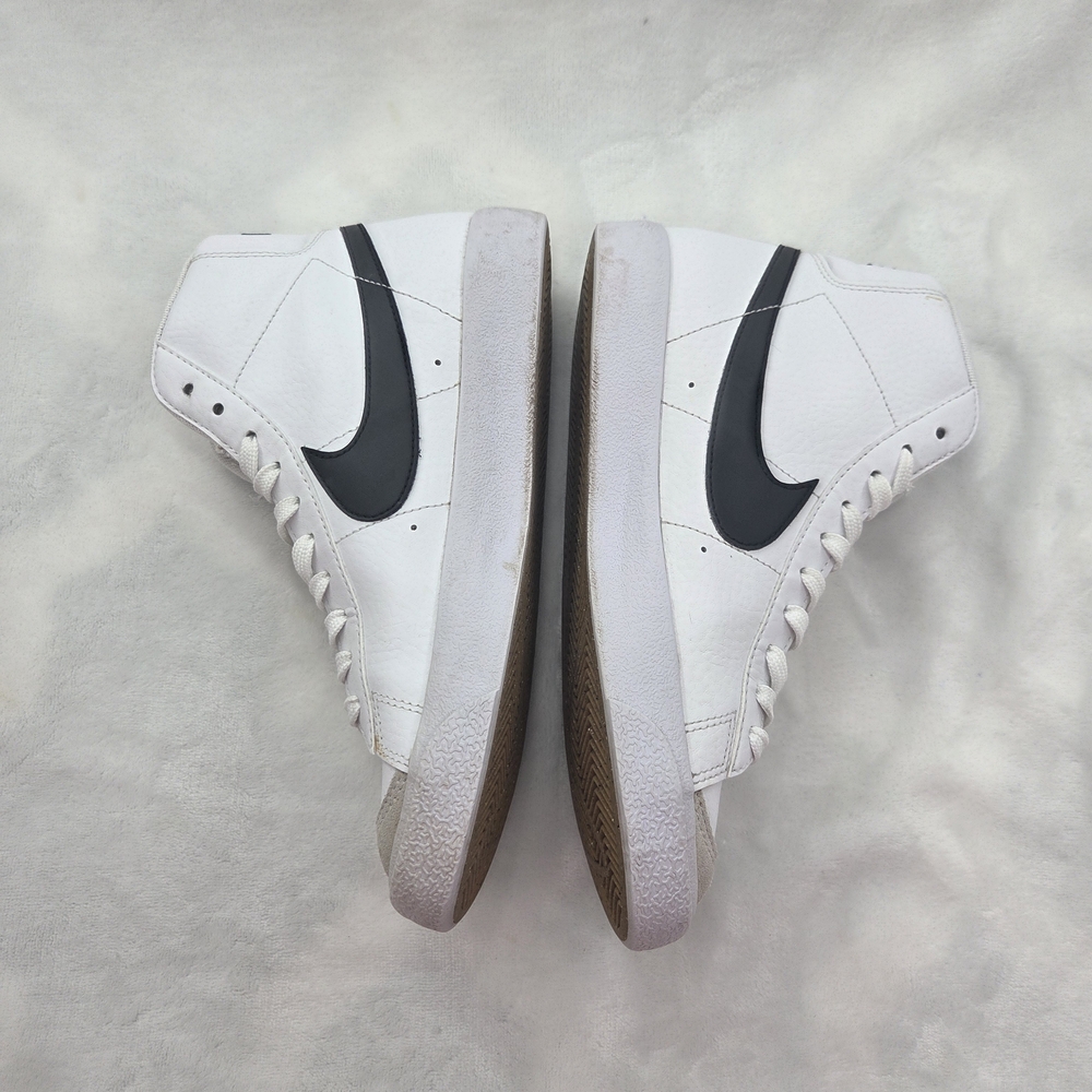 Nike Blazer Mid White Black Leather High Top Sneakers Youth‎ 6Y Unisex - Picture 10 of 11